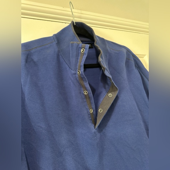 Hugo Boss men’s blue pullover sweater snap closure cotton top - Picture 4 of 12